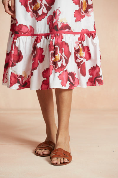 CC FREYA CRISPY COTTON MIDI DRESS NACAR PINK