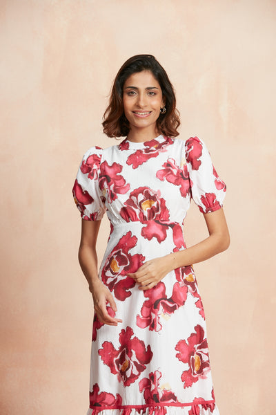 CC FREYA CRISPY COTTON MIDI DRESS NACAR PINK