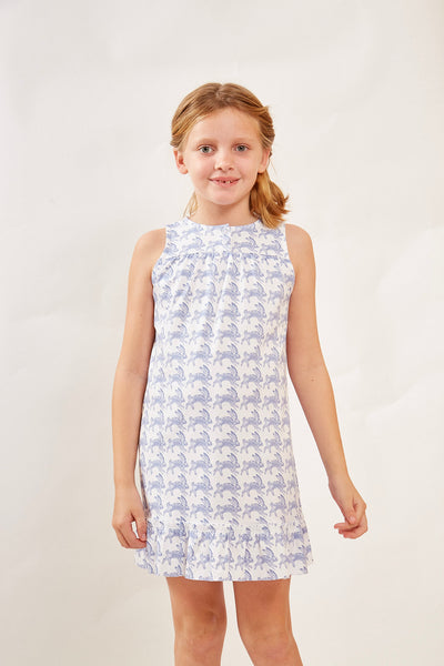 LOUISE GIRL'S LOUNGE DRESS LAPIN BLUE