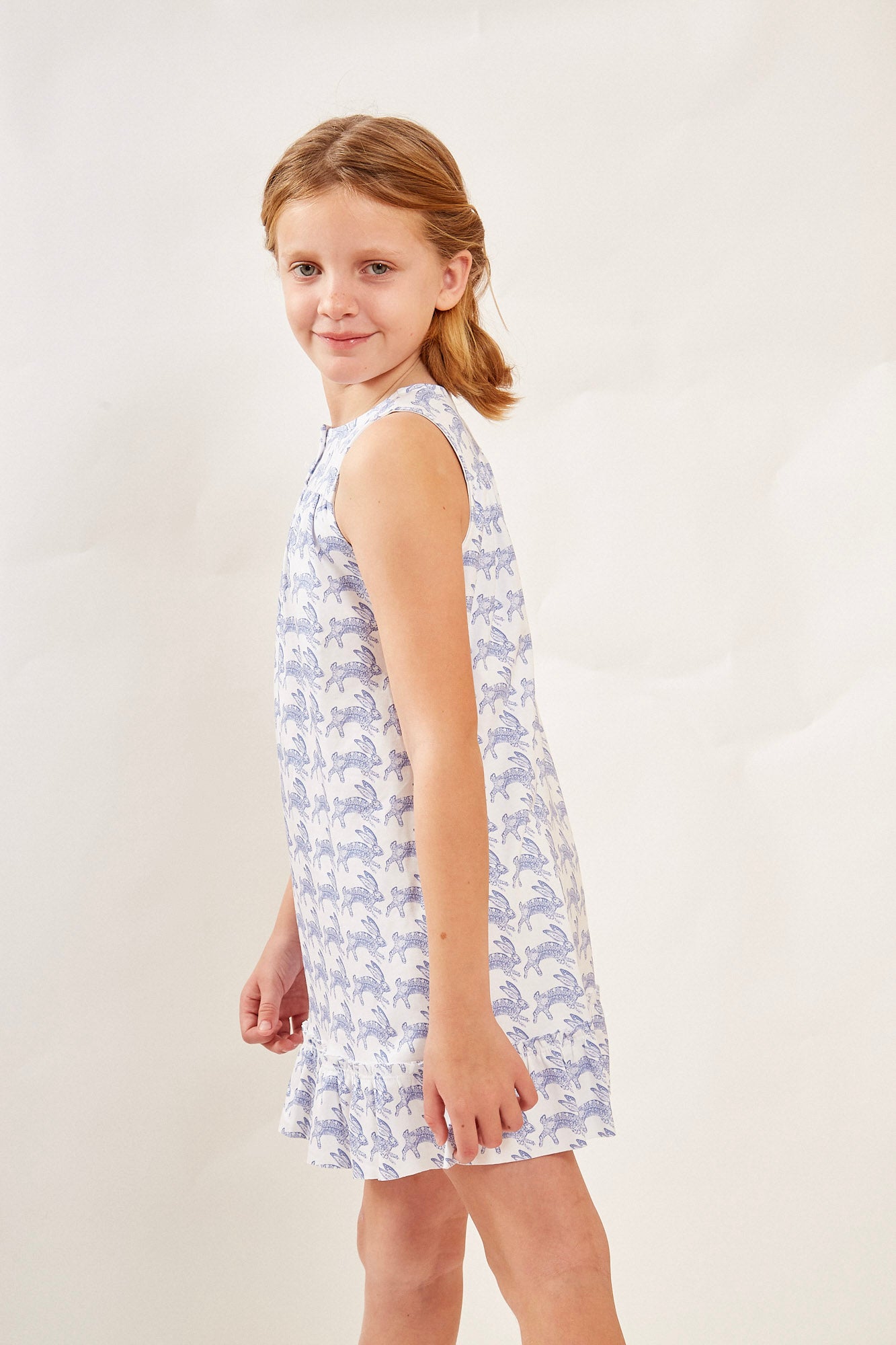 LOUISE GIRL'S LOUNGE DRESS LAPIN BLUE