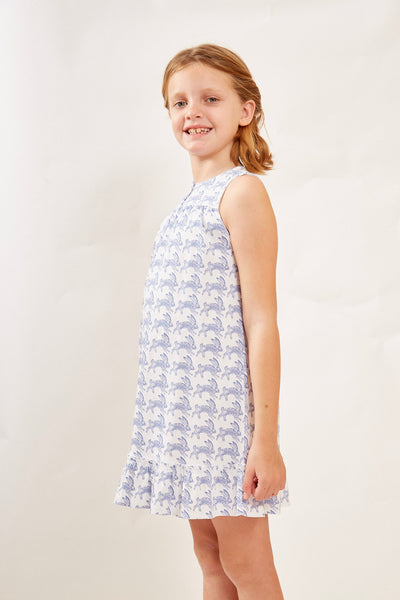 LOUISE GIRL'S LOUNGE DRESS LAPIN BLUE