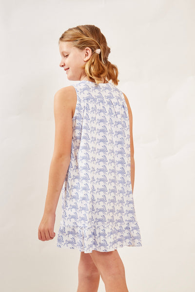 LOUISE GIRL'S LOUNGE DRESS LAPIN BLUE