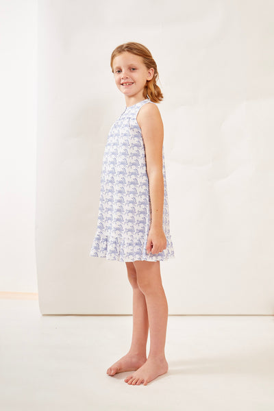LOUISE GIRL'S LOUNGE DRESS LAPIN BLUE