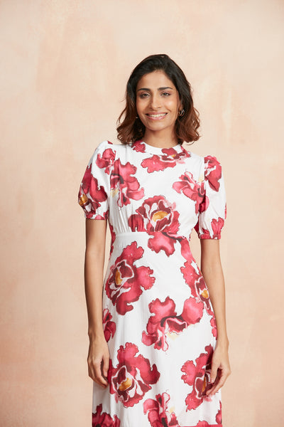 CC FREYA CRISPY COTTON MIDI DRESS NACAR PINK