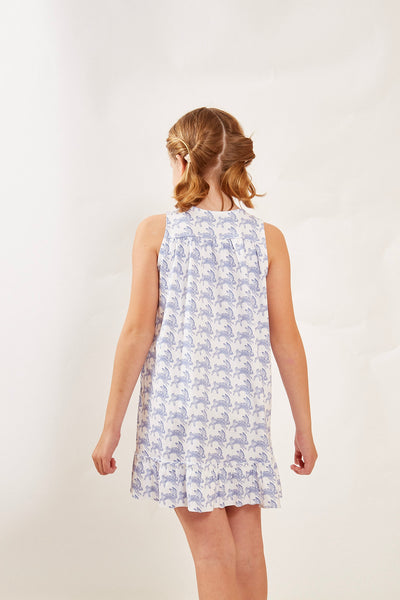 LOUISE GIRL'S LOUNGE DRESS LAPIN BLUE