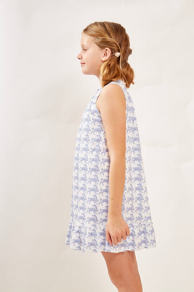 LOUISE GIRL'S LOUNGE DRESS LAPIN BLUE