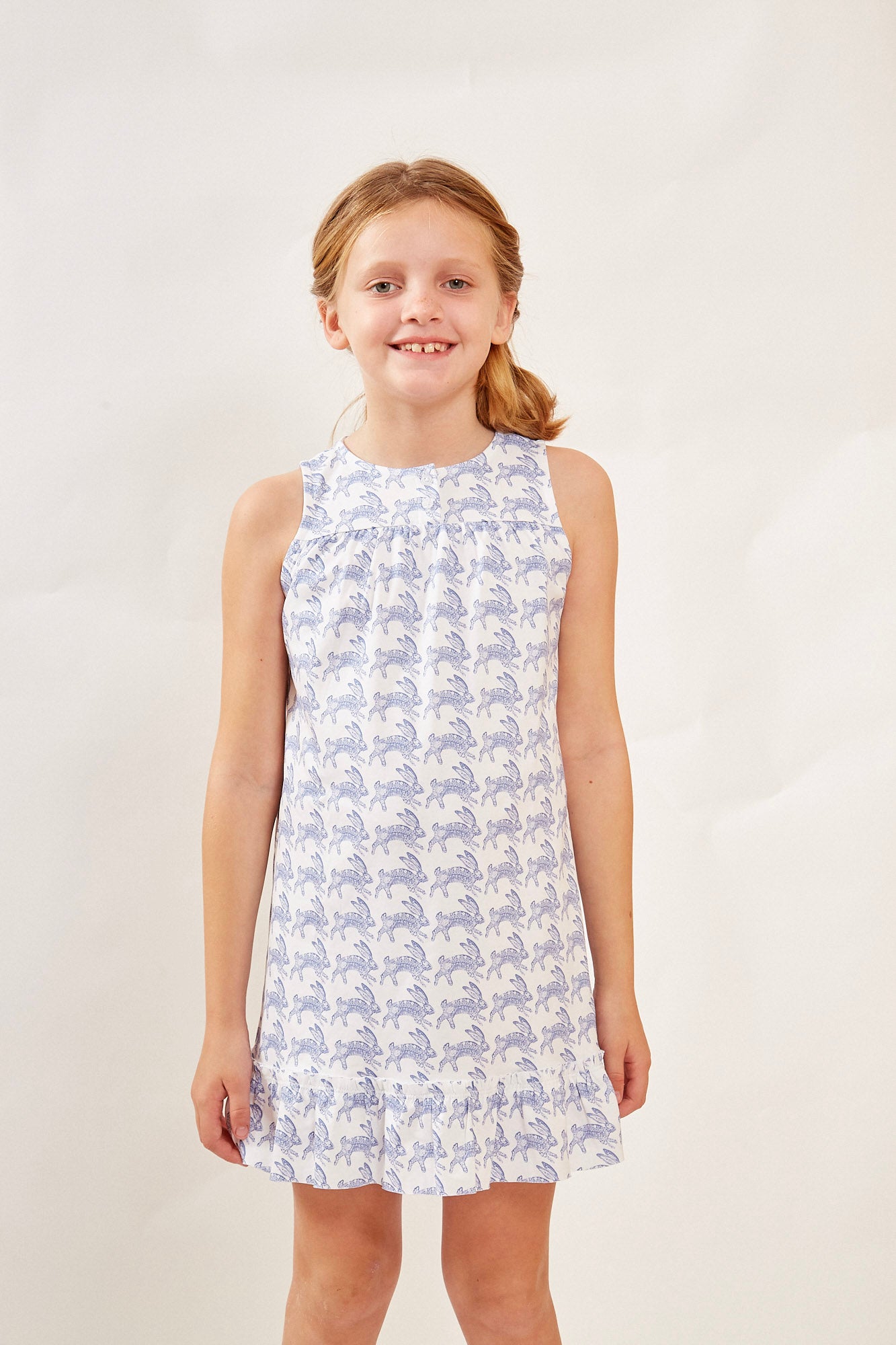 LOUISE GIRL'S LOUNGE DRESS LAPIN BLUE