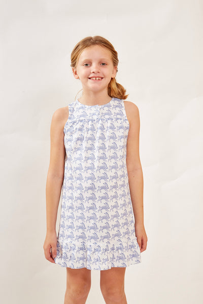 LOUISE GIRL'S LOUNGE DRESS LAPIN BLUE