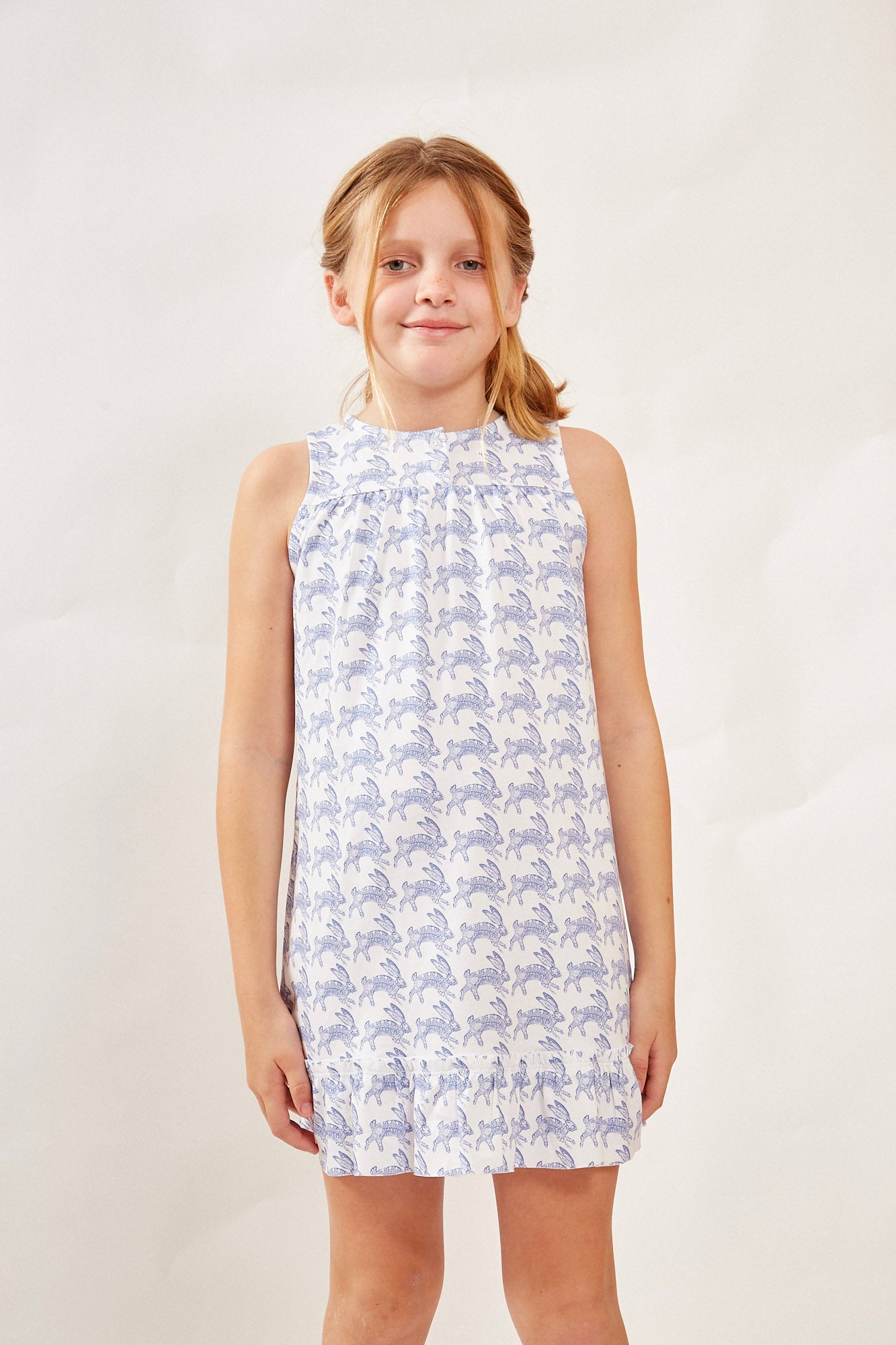 LOUISE GIRL'S LOUNGE DRESS LAPIN BLUE