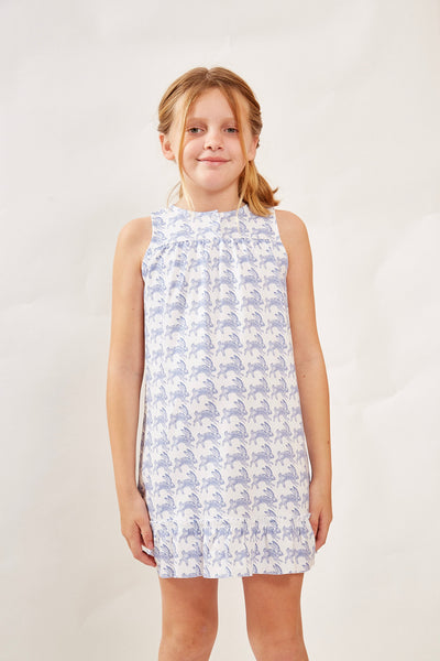 LOUISE GIRL'S LOUNGE DRESS LAPIN BLUE