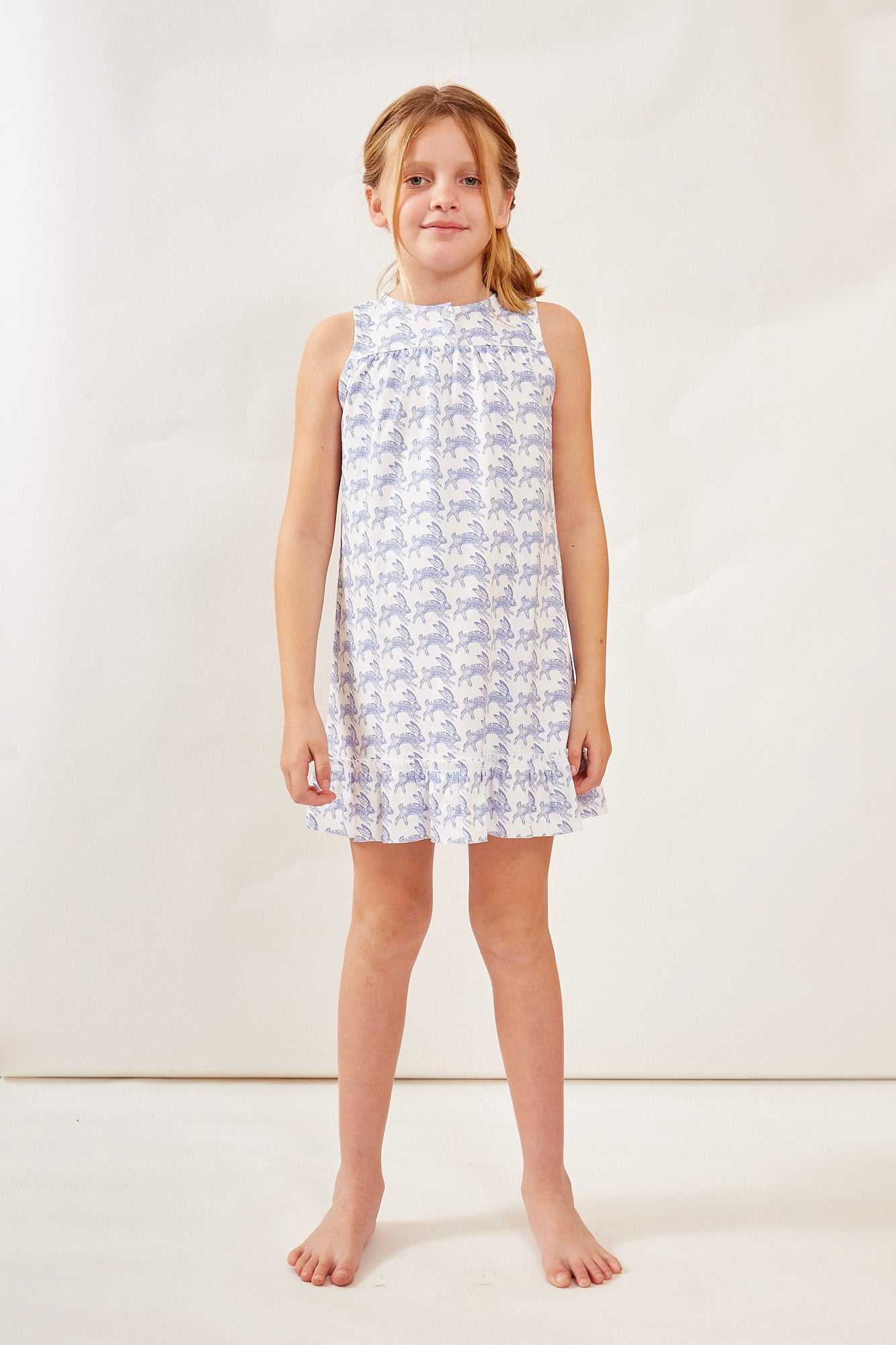 LOUISE GIRL'S LOUNGE DRESS LAPIN BLUE