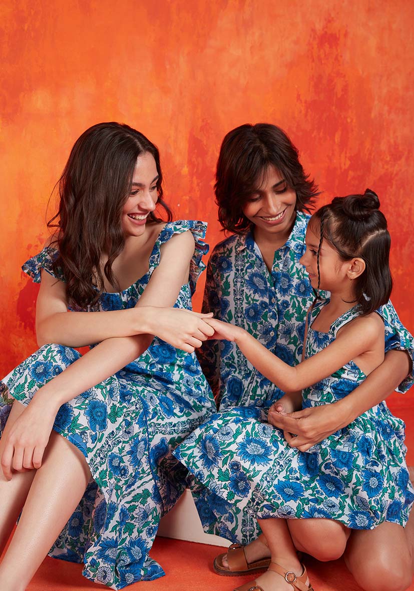 DRESDE GIRLS DRESS DIJON BLUE