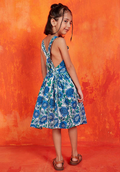 DRESDE GIRLS DRESS DIJON BLUE