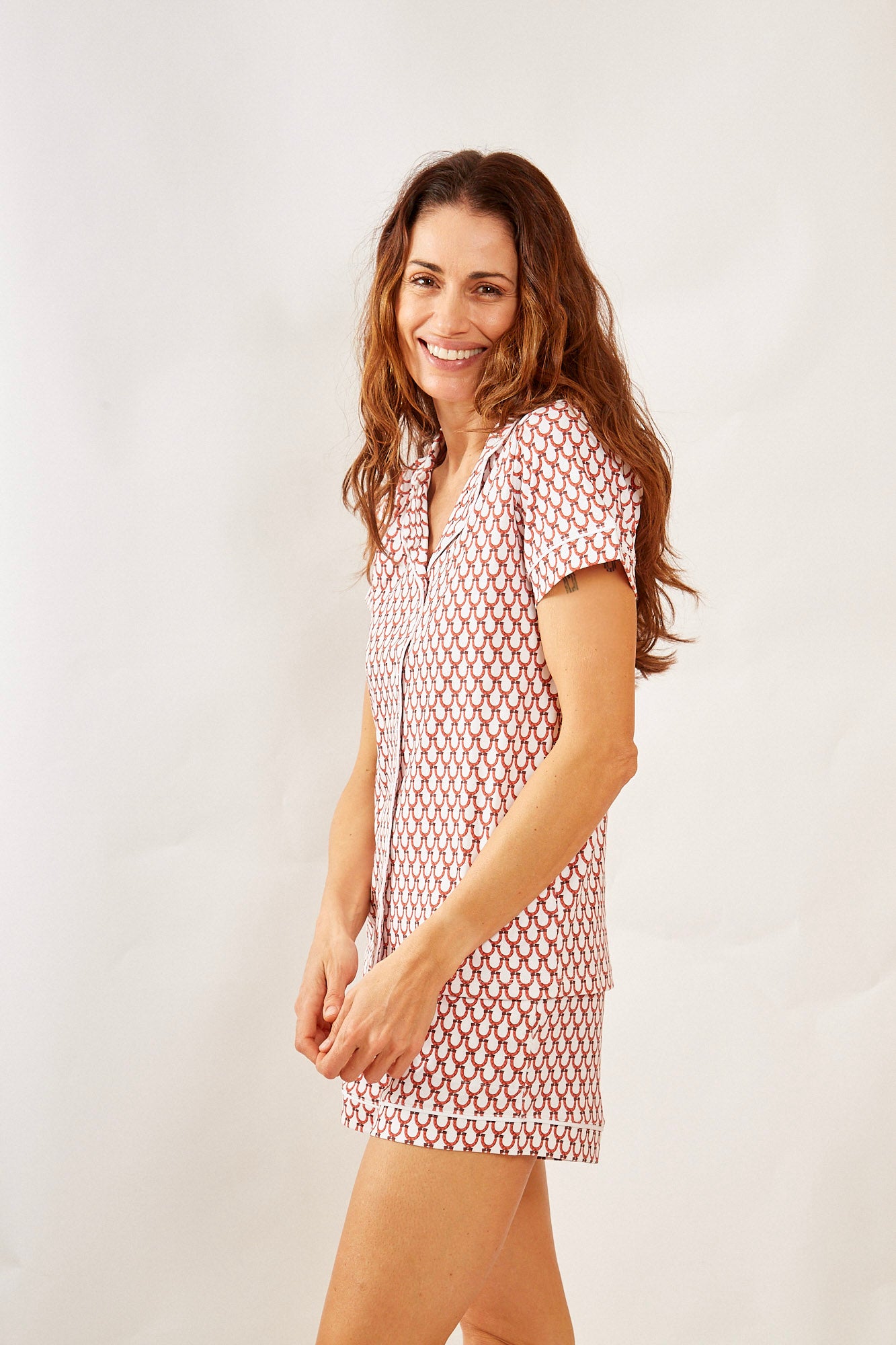 CORA WOMEN'S SHORT PAJAMA SET LUCKY CORAL