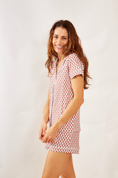 CORA WOMEN'S SHORT PAJAMA SET LUCKY CORAL