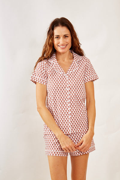 CORA WOMEN'S SHORT PAJAMA SET LUCKY CORAL