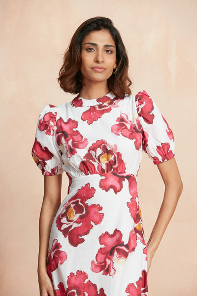 CC FREYA CRISPY COTTON MIDI DRESS NACAR PINK