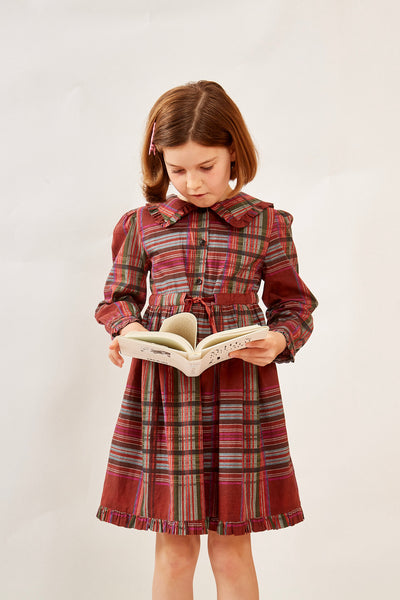 JALOR GIRLS DRESS PLAID RED