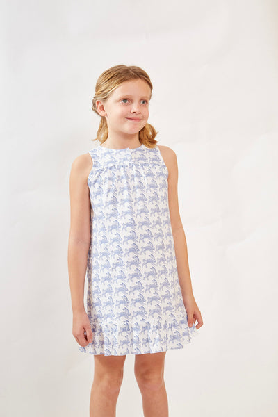 LOUISE GIRL'S LOUNGE DRESS LAPIN BLUE
