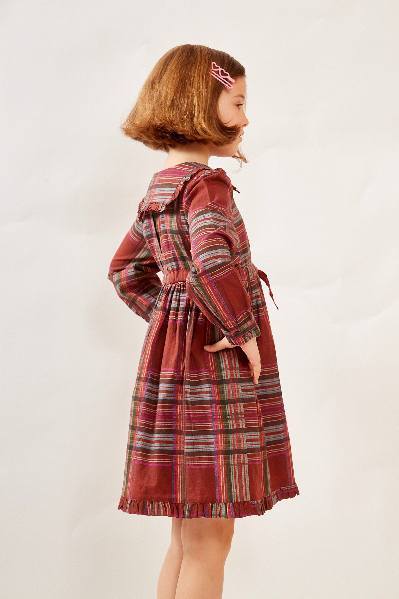 JALOR GIRLS DRESS PLAID RED