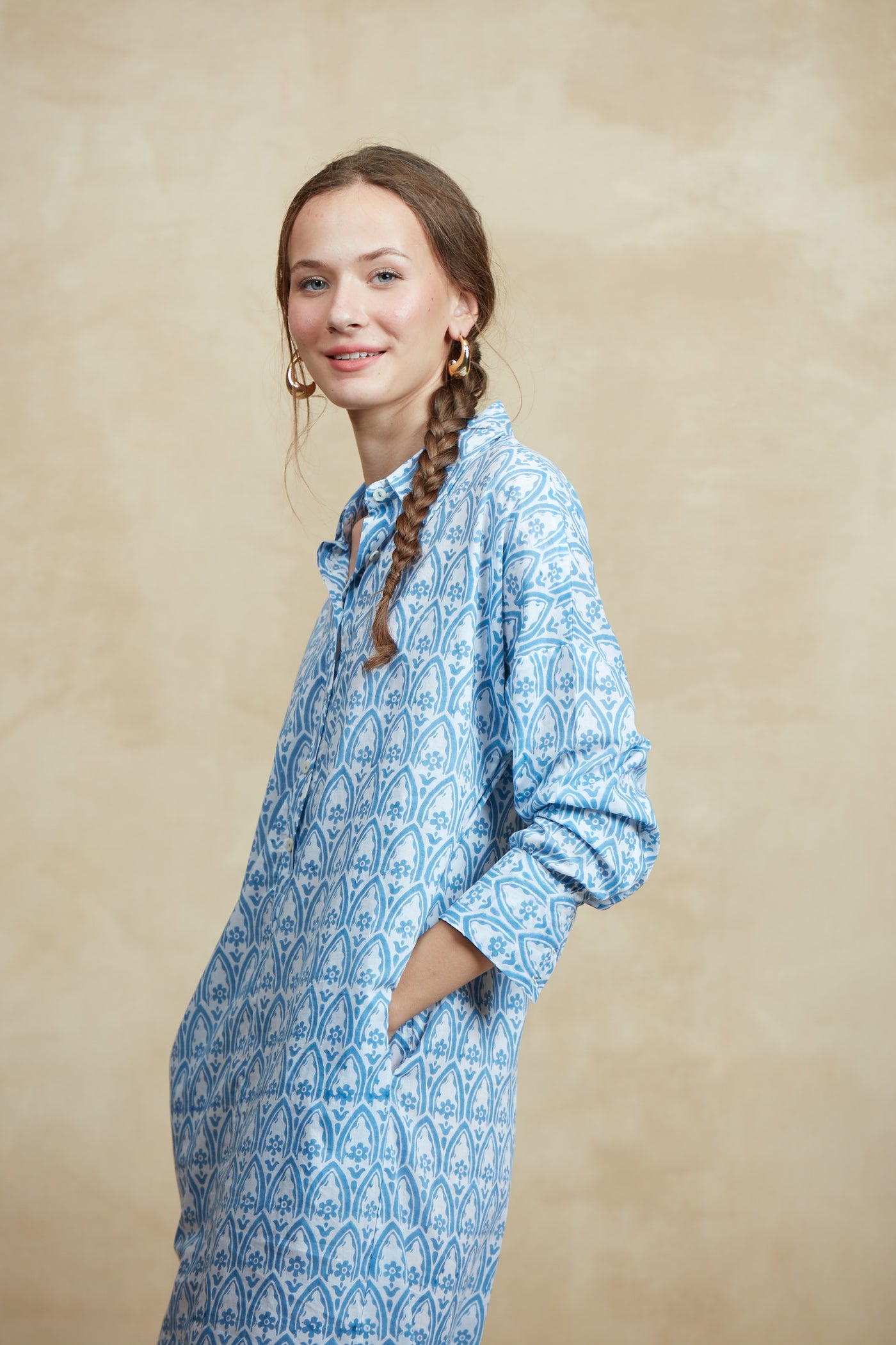 BABEL MAXI DRESS TAORMINA LIGHT BLUE