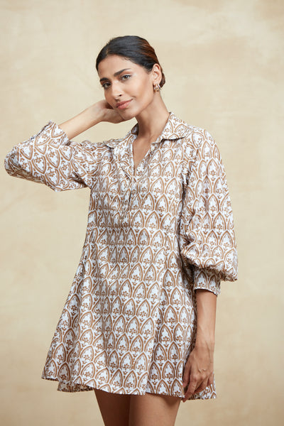CHLOE SHORT DRESS TAORMINA BROWN