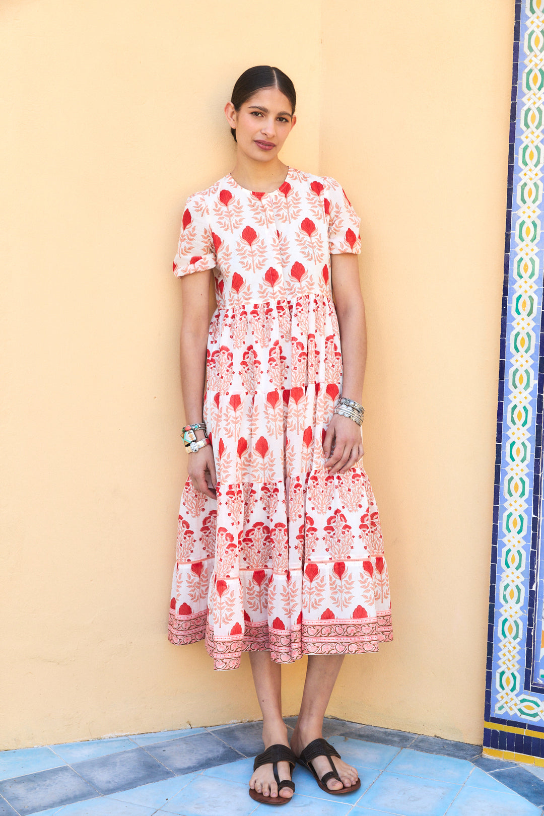 knee length dresses for ladies DAPHNE MIDI DRESS RAHA PINK – Ros-Garden