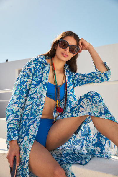 FARRAH LONG KURTA LAIKA BLUE