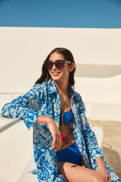 FARRAH LONG KURTA LAIKA BLUE