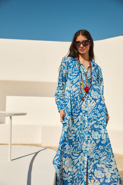 FARRAH LONG KURTA LAIKA BLUE