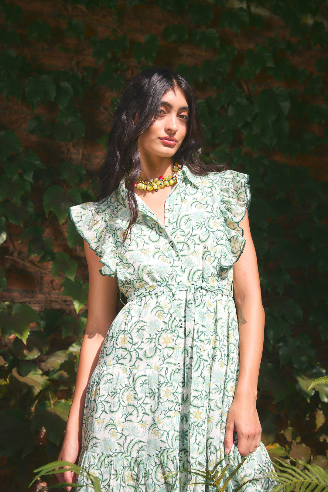ERNESTINE MAXI DRESS BLUMENAU GREEN – Ros-Garden