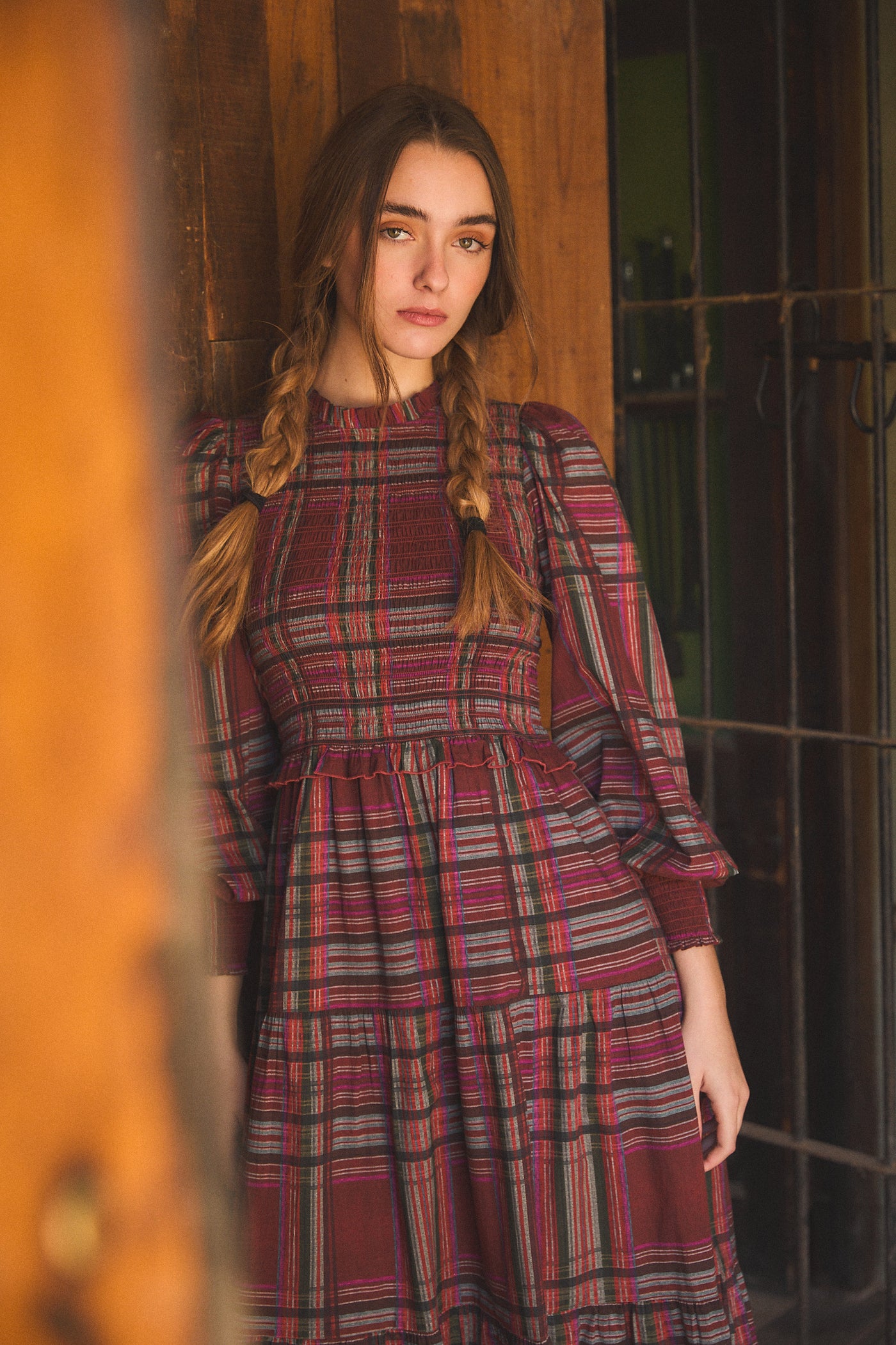 IVY MAXI DRESS PLAID RED Ros-Garden IVY MAXI DRESS PLAID RED Ros-Garden