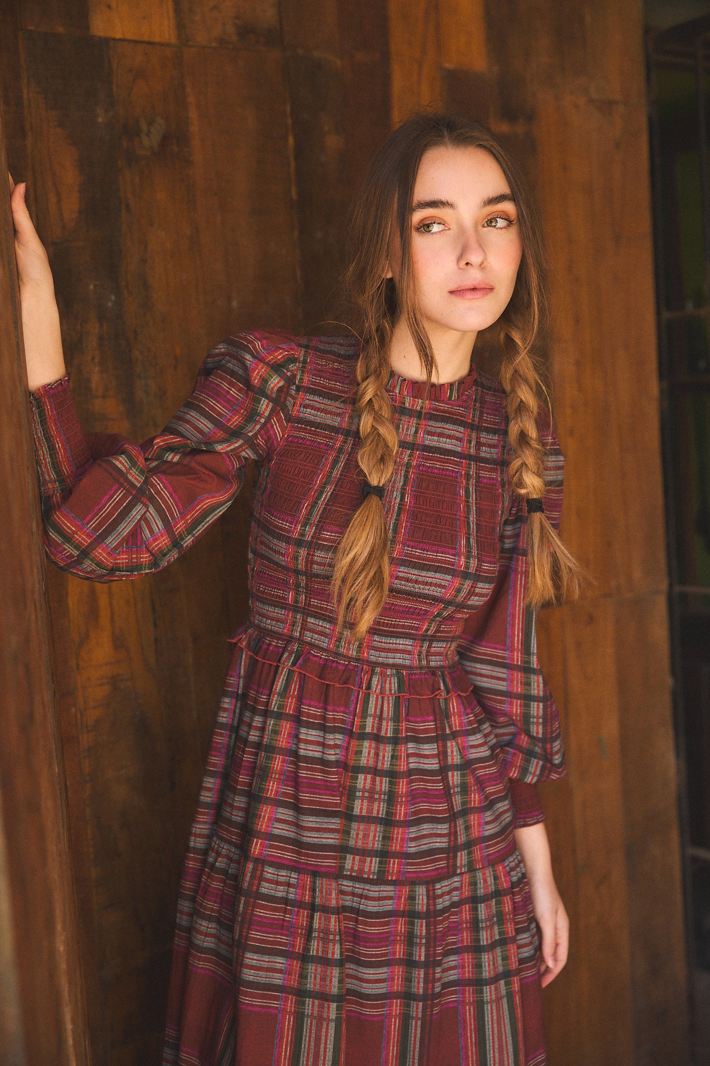 IVY MAXI DRESS PLAID RED Ros-Garden IVY MAXI DRESS PLAID RED Ros-Garden