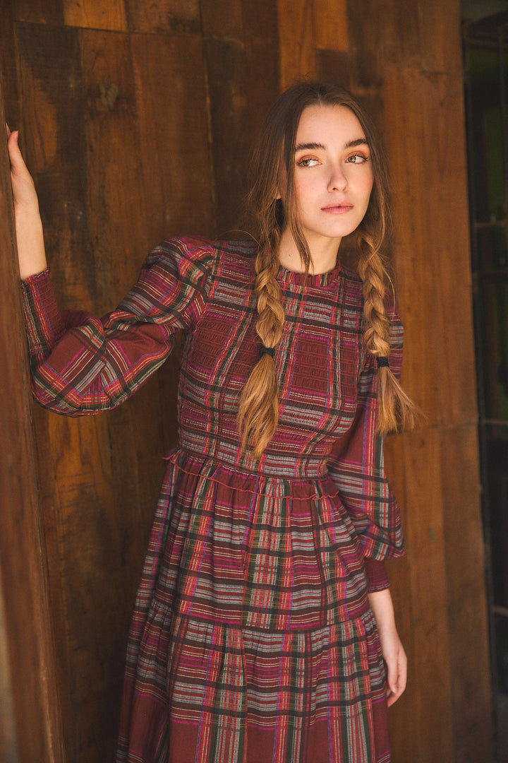 IVY MAXI DRESS PLAID RED – Ros-Garden
