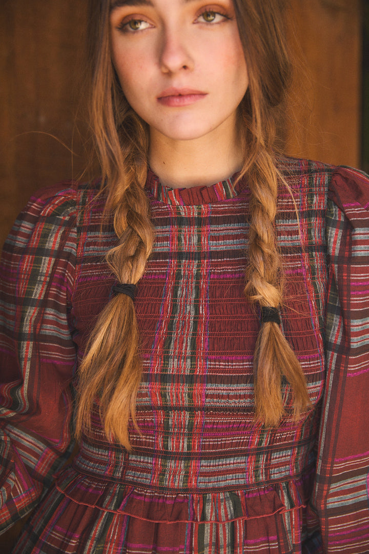 IVY MAXI DRESS PLAID RED – Ros-Garden