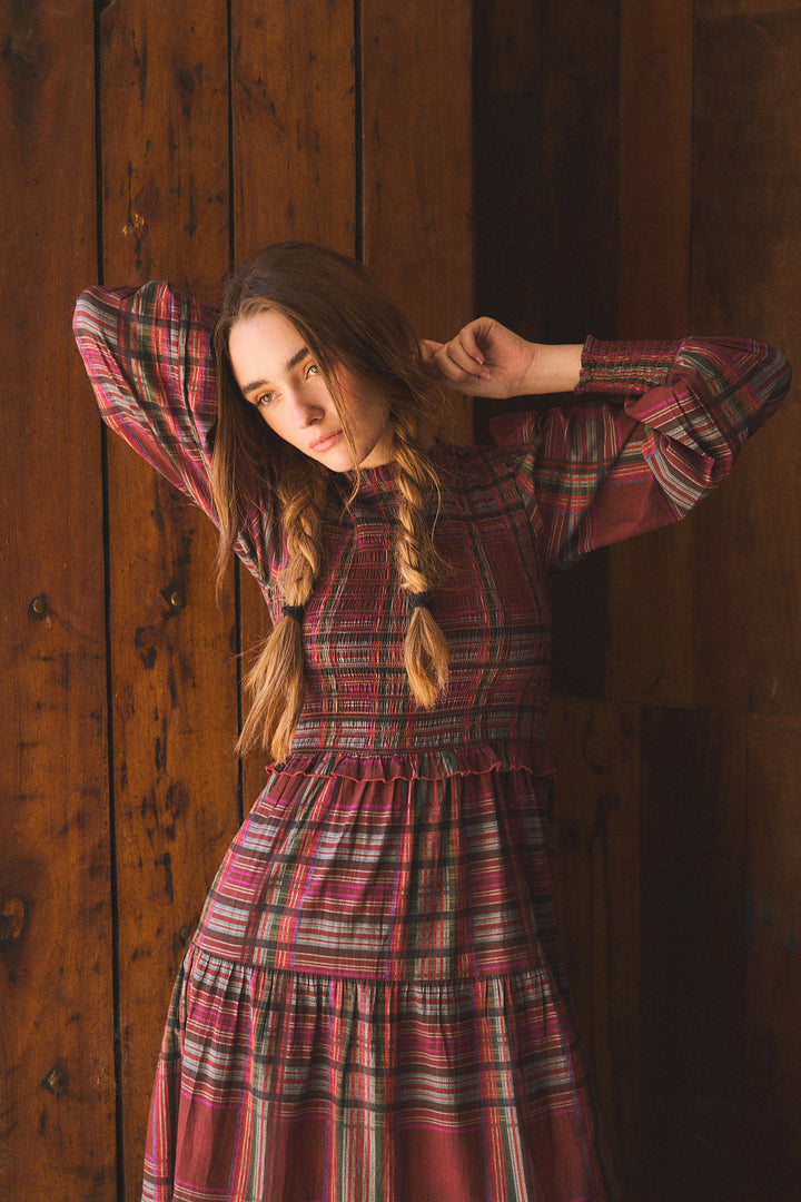 IVY MAXI DRESS PLAID RED – Ros-Garden