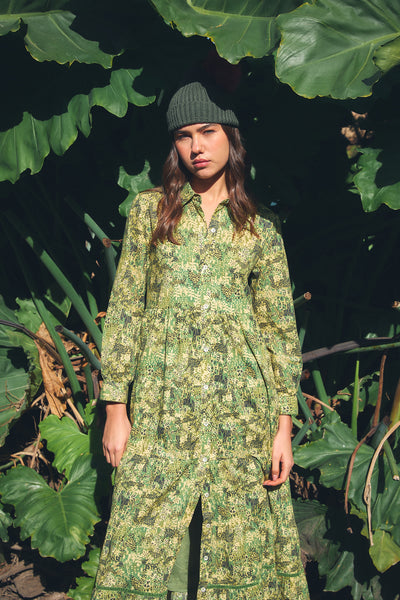 JINETTE MAXI DRESS TIGER GREEN
