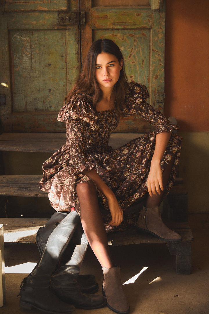 JOCELYN MAXI DRESS BHIM BROWN – Ros-Garden
