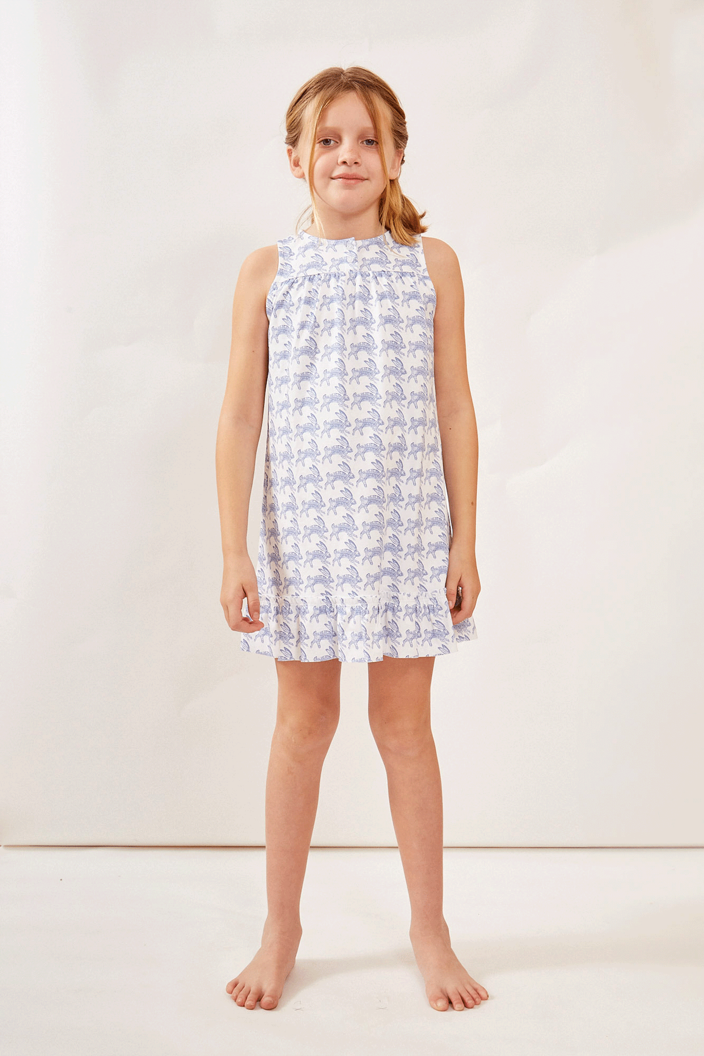 LOUISE GIRL'S LOUNGE DRESS LAPIN BLUE