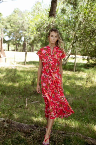 MUMI MIDI DRESS BOMBAY RED