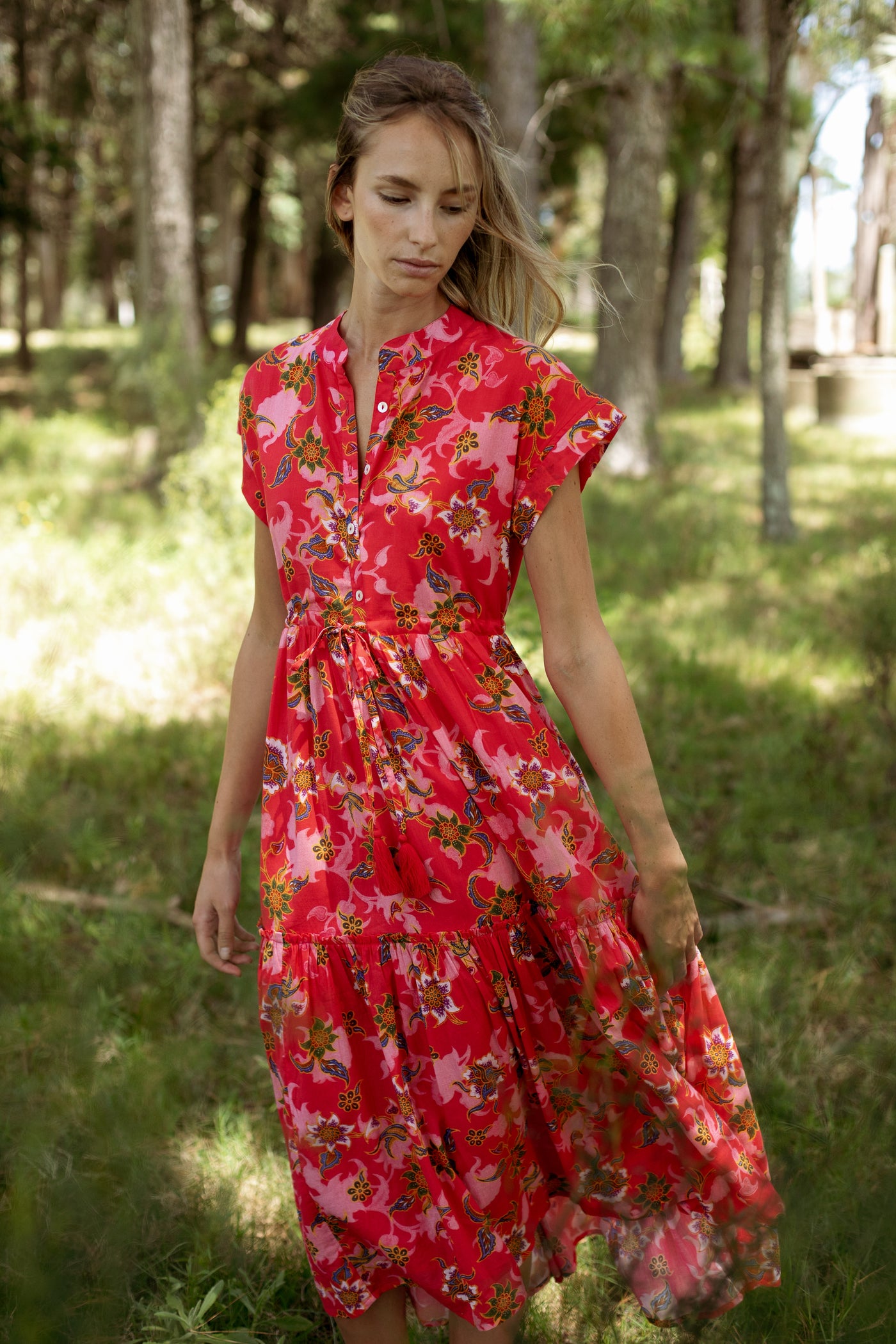 MUMI MIDI DRESS BOMBAY RED