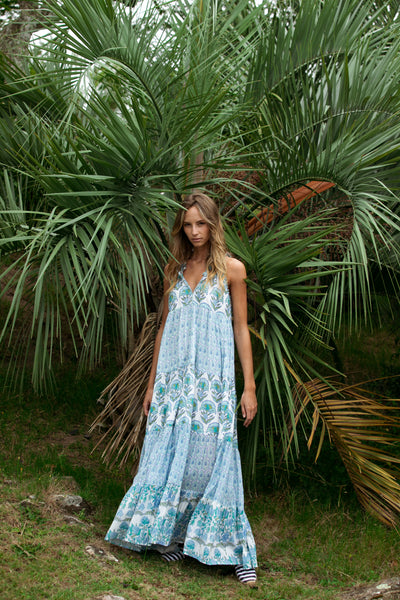 SOFIA MAXI DRESS MIXCO LIGHT BLUE