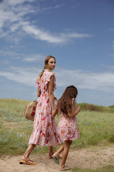 ERNESTINE MIDI DRESS FLORES PINK