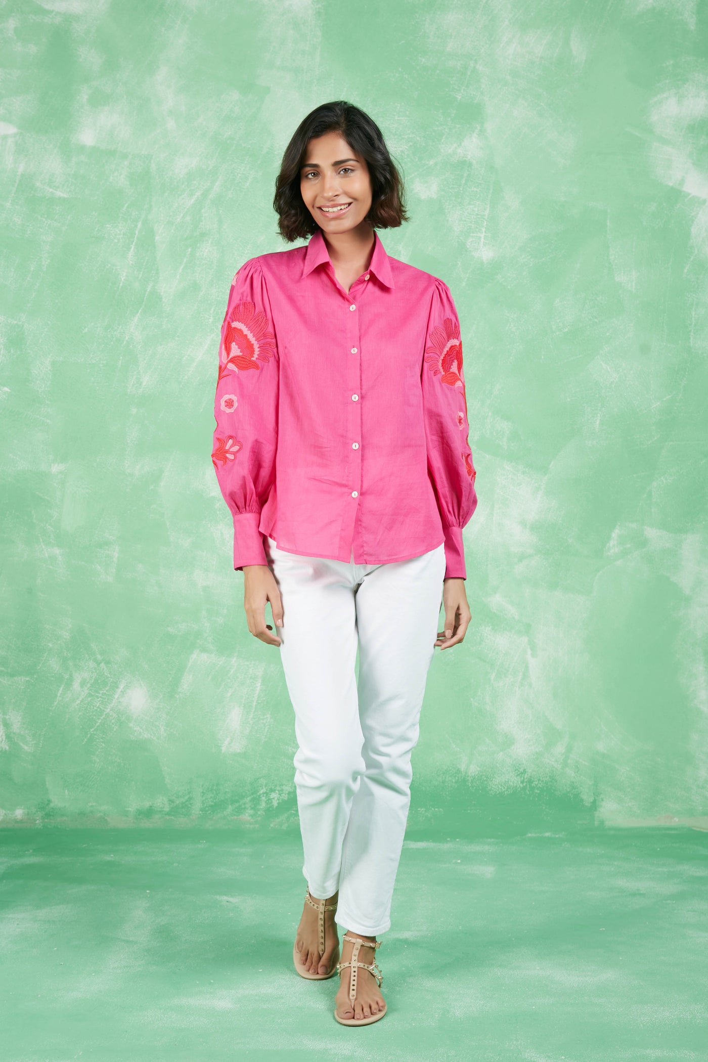 EMBROIDERED NORWAY SHIRT MAGENTA