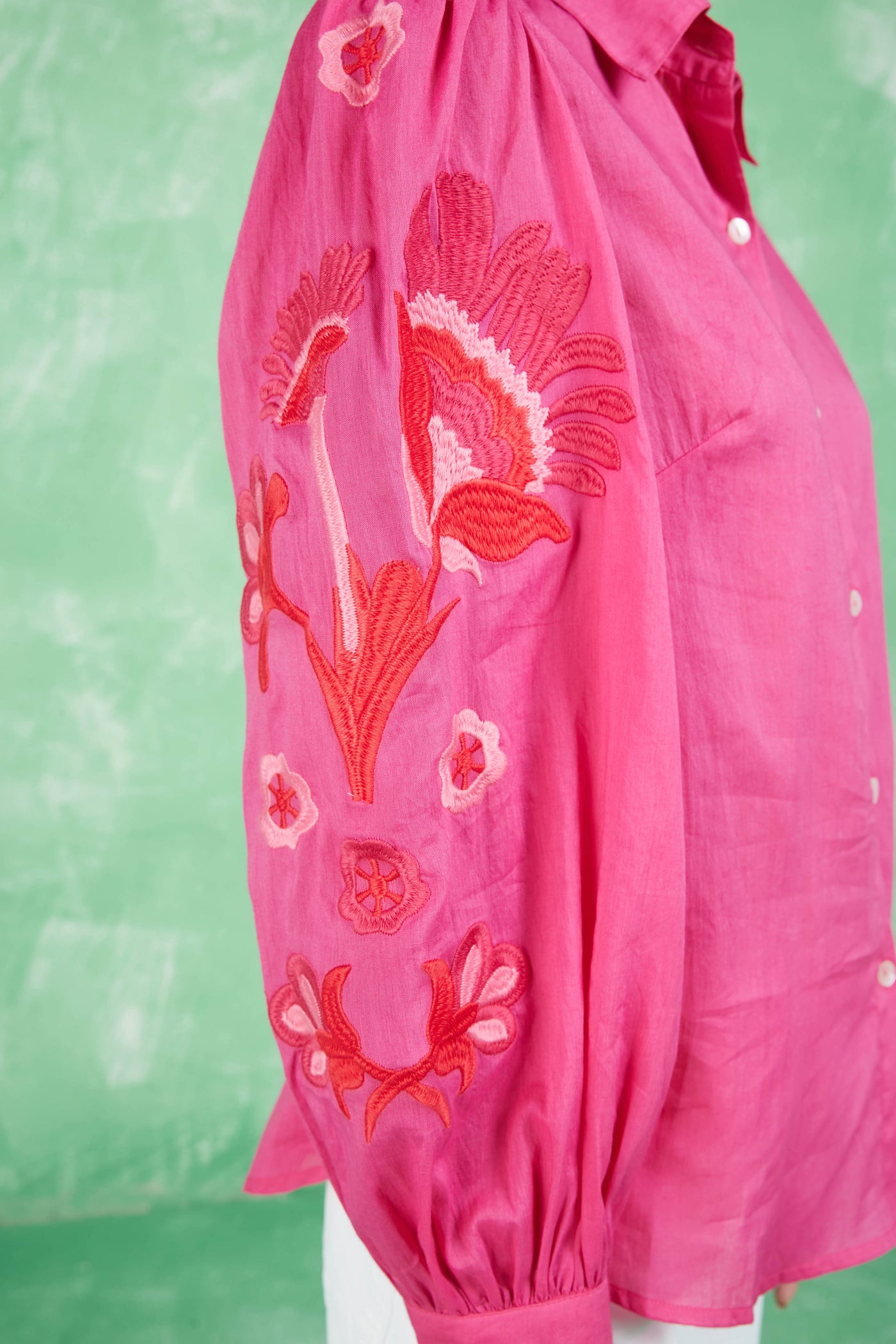 EMBROIDERED NORWAY SHIRT MAGENTA