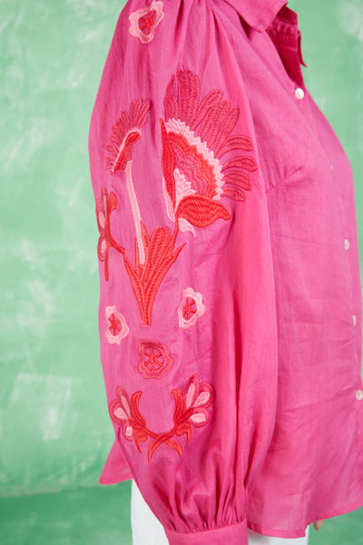 EMBROIDERED NORWAY SHIRT MAGENTA