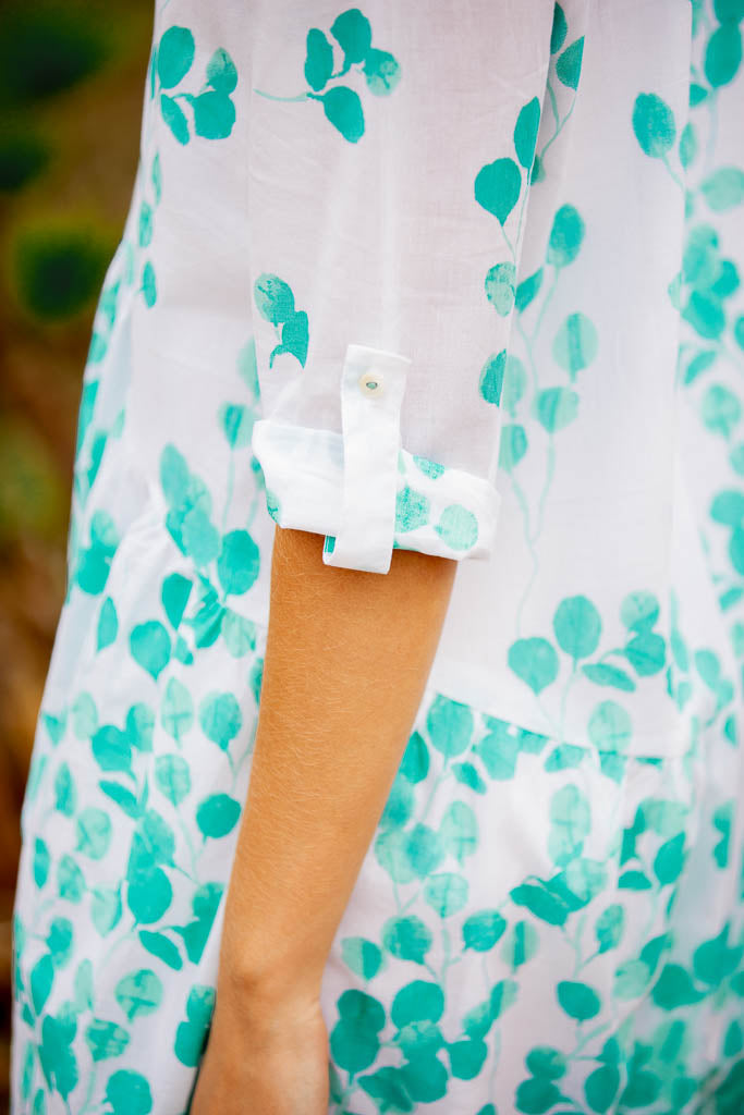 DEAUVILLE SHORT DRESS LEAF AQUA