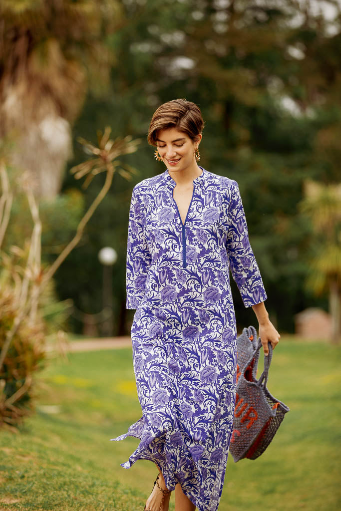 ASHA LONG KURTA HIBISCUS BLUE