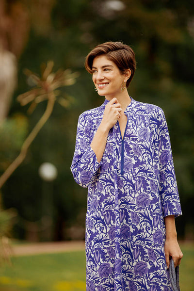 ASHA LONG KURTA HIBISCUS BLUE