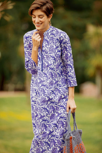 ASHA LONG KURTA HIBISCUS BLUE